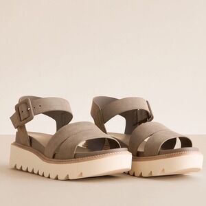 MIA Jovie Taupe Faux Leather Platform Wedge Sandals Womens Sz 9M New